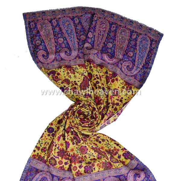 wool-cotton kashmiri kani jacquard woven shawls, stoles for ladies at wholesale prices